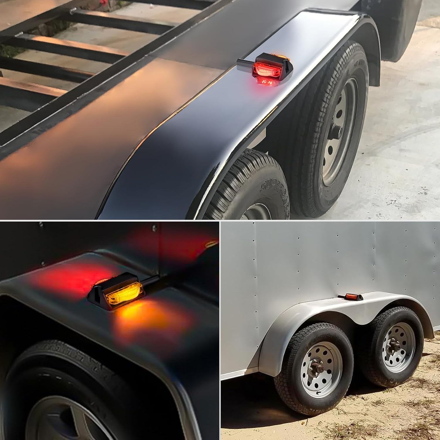 image:imageGOOACC 2Inch Round Side Marker Light 5PCS Amber 4LEDRedAmber Fender Marker Light 4PCS