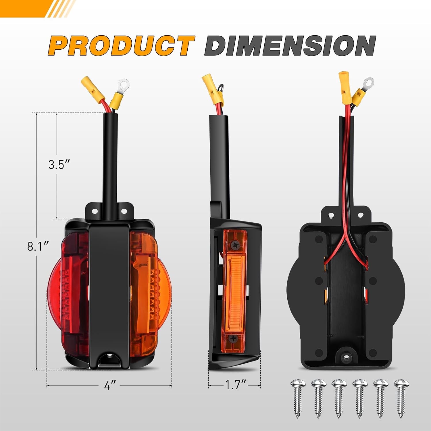 image:imageGOOACC 2Inch Round Side Marker Light 5PCS Amber 4LEDRedAmber Fender Marker Light 4PCS