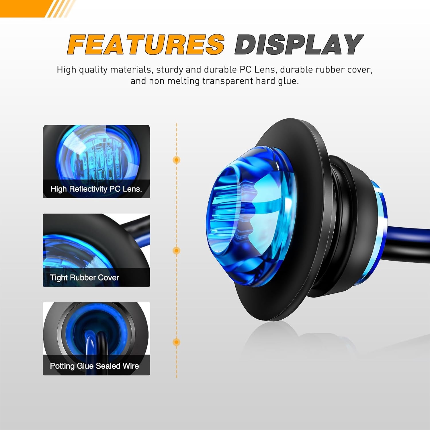 image:imageGOOACC 34 Inch Bullet Side Marker Light 10PCS AmberBlue