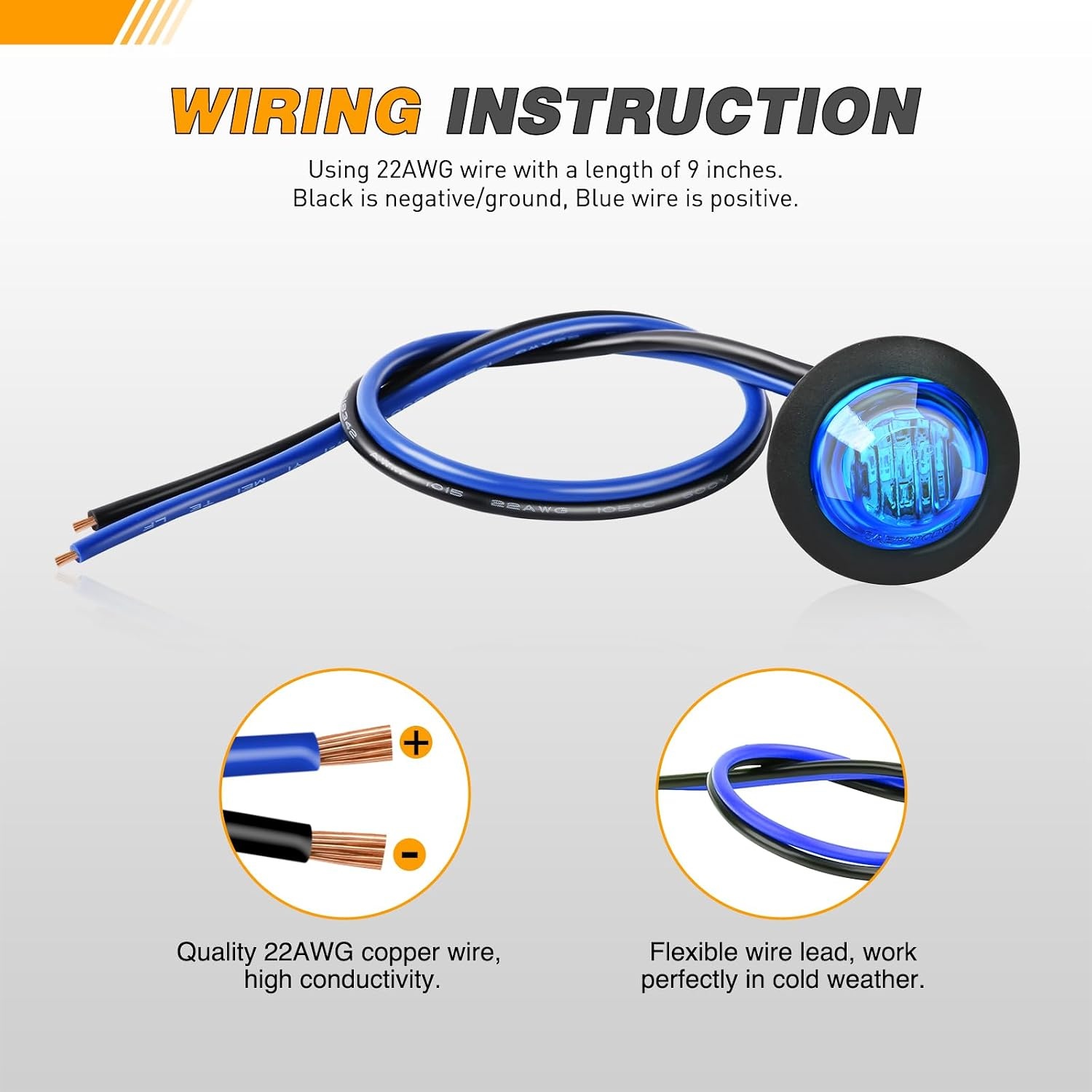 image:imageGOOACC 34 Inch Bullet Side Marker Light 30PCS Red Amber WhiteBlue