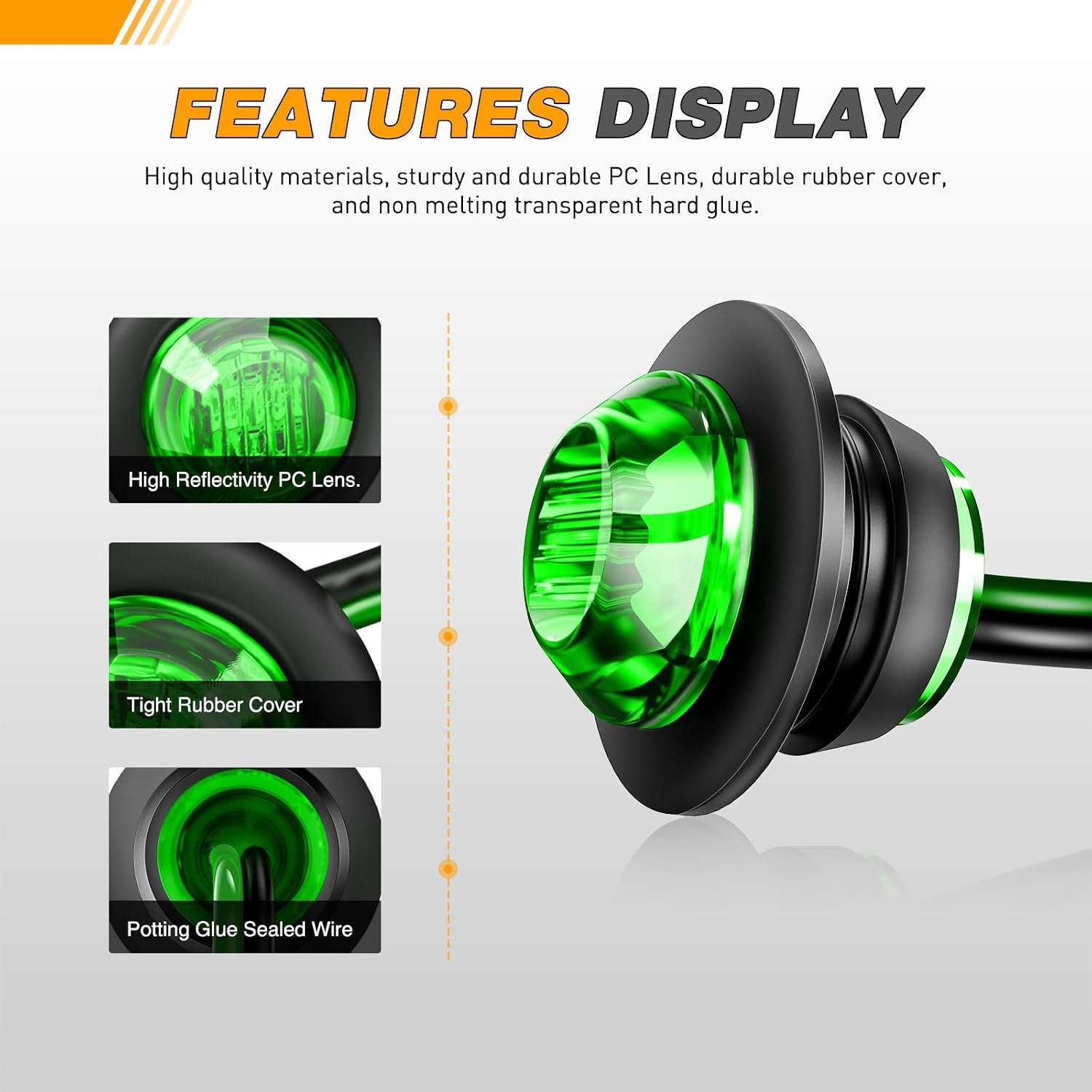 image:imageGOOACC 34 Inch Bullet Side Marker Light 30PCS Red Amber WhiteGreen