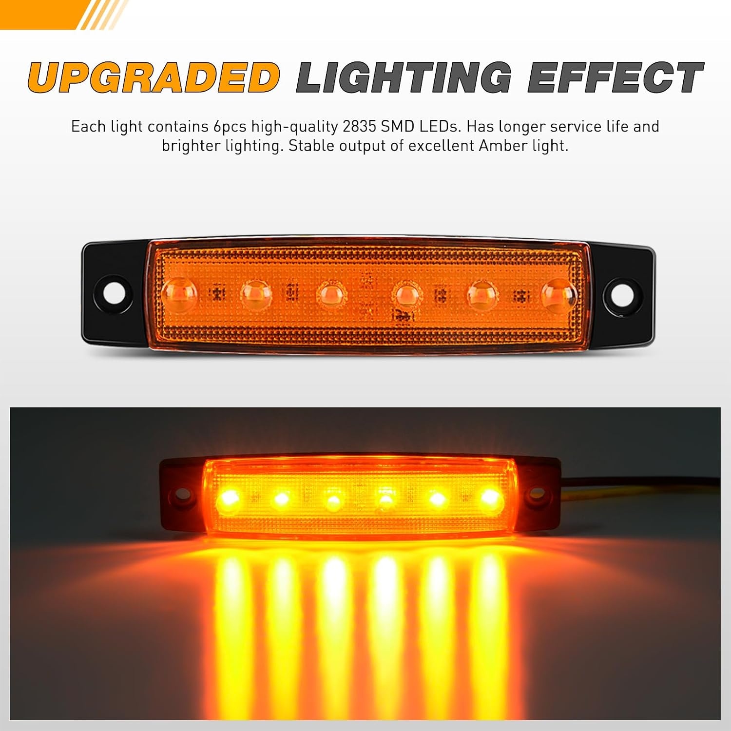 image:imageGOOACC 38Inch Side Marker Light 10PCS 6LED AmberAmber