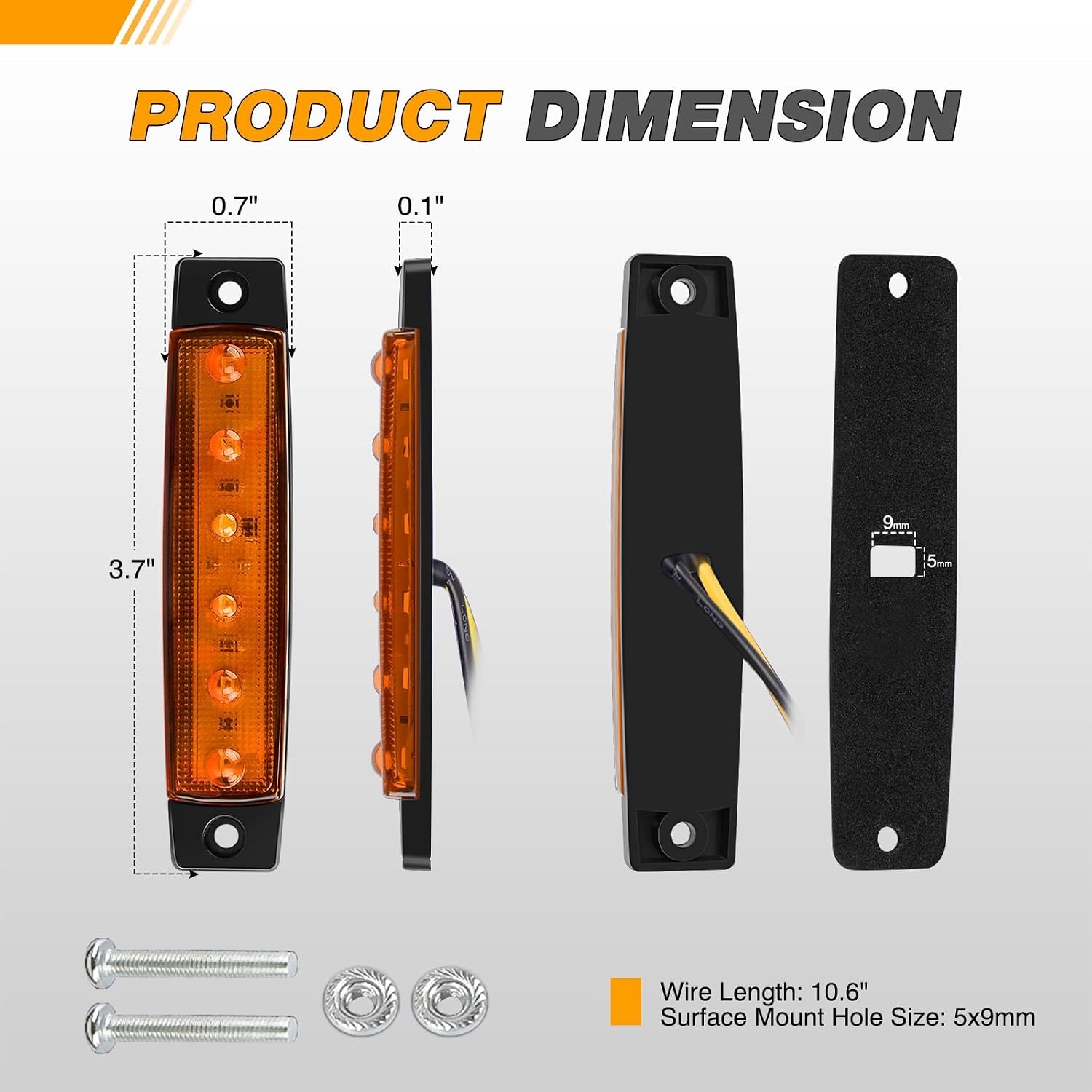 image:imageGOOACC 38Inch Side Marker Light 10PCS 6LED AmberAmber