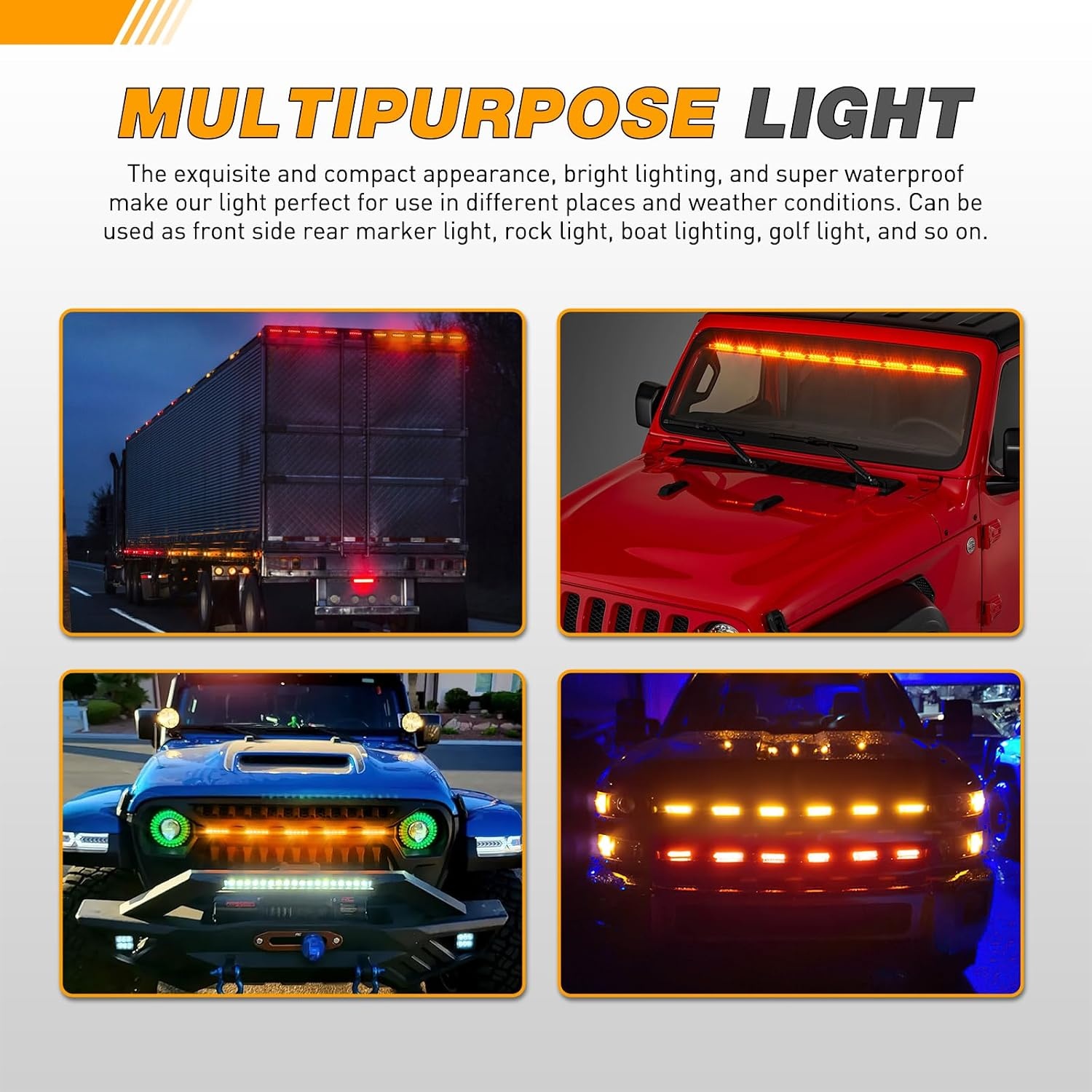 image:imageGOOACC 38Inch Side Marker Light 10PCS 6LED Amberred amber