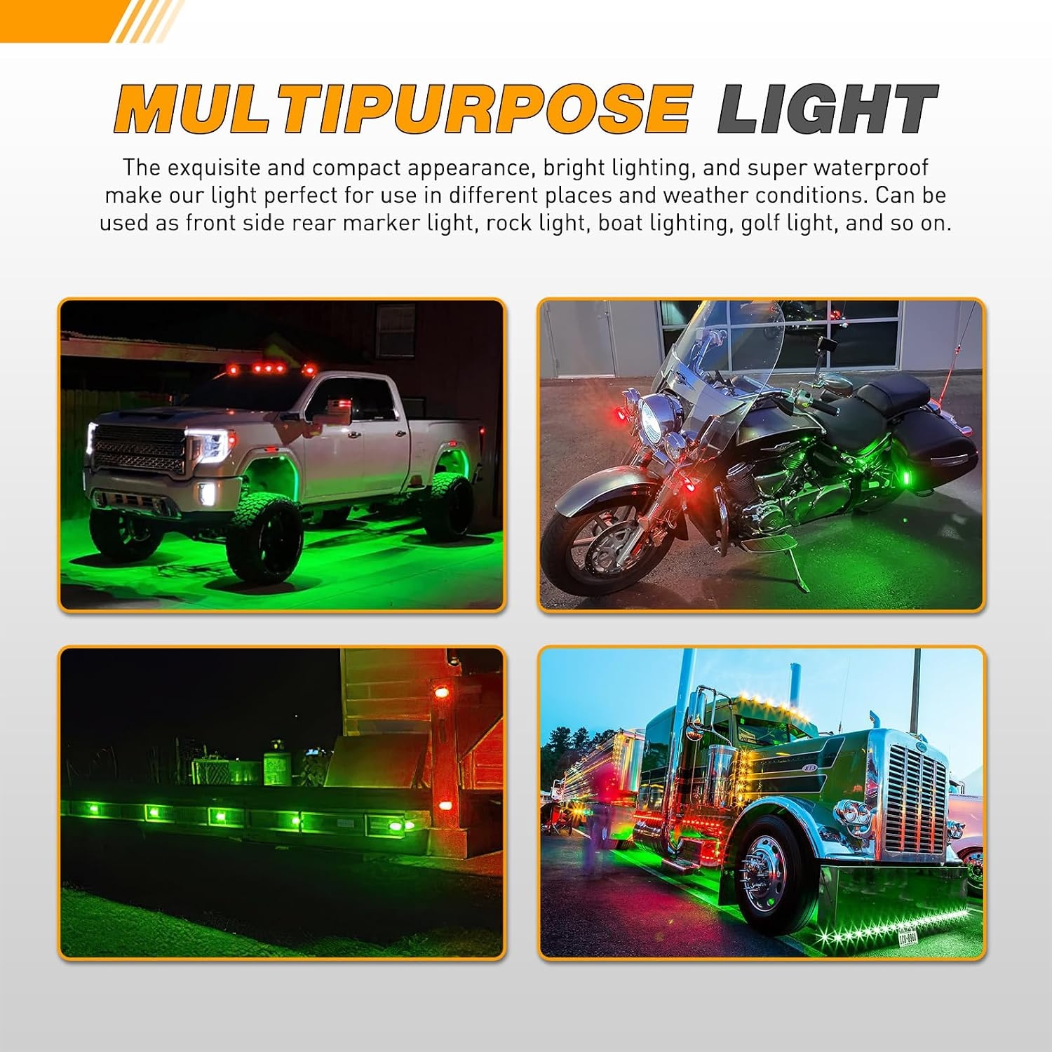 image:imageGOOACC 38Inch Side Marker Light 10PCS 6LED Amberred green