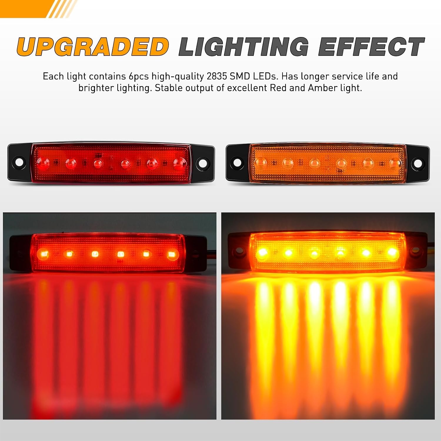 image:imageGOOACC 38Inch Side Marker Light 10PCS 6LED Red Greenred amber
