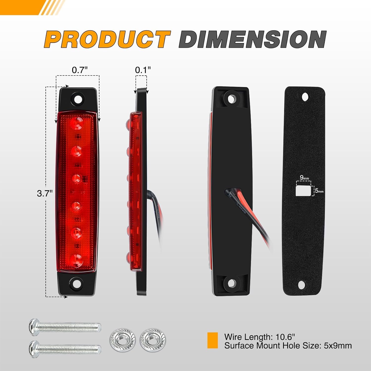 image:imageGOOACC 38Inch Side Marker Light 10PCS 6LED Red Greenred amber