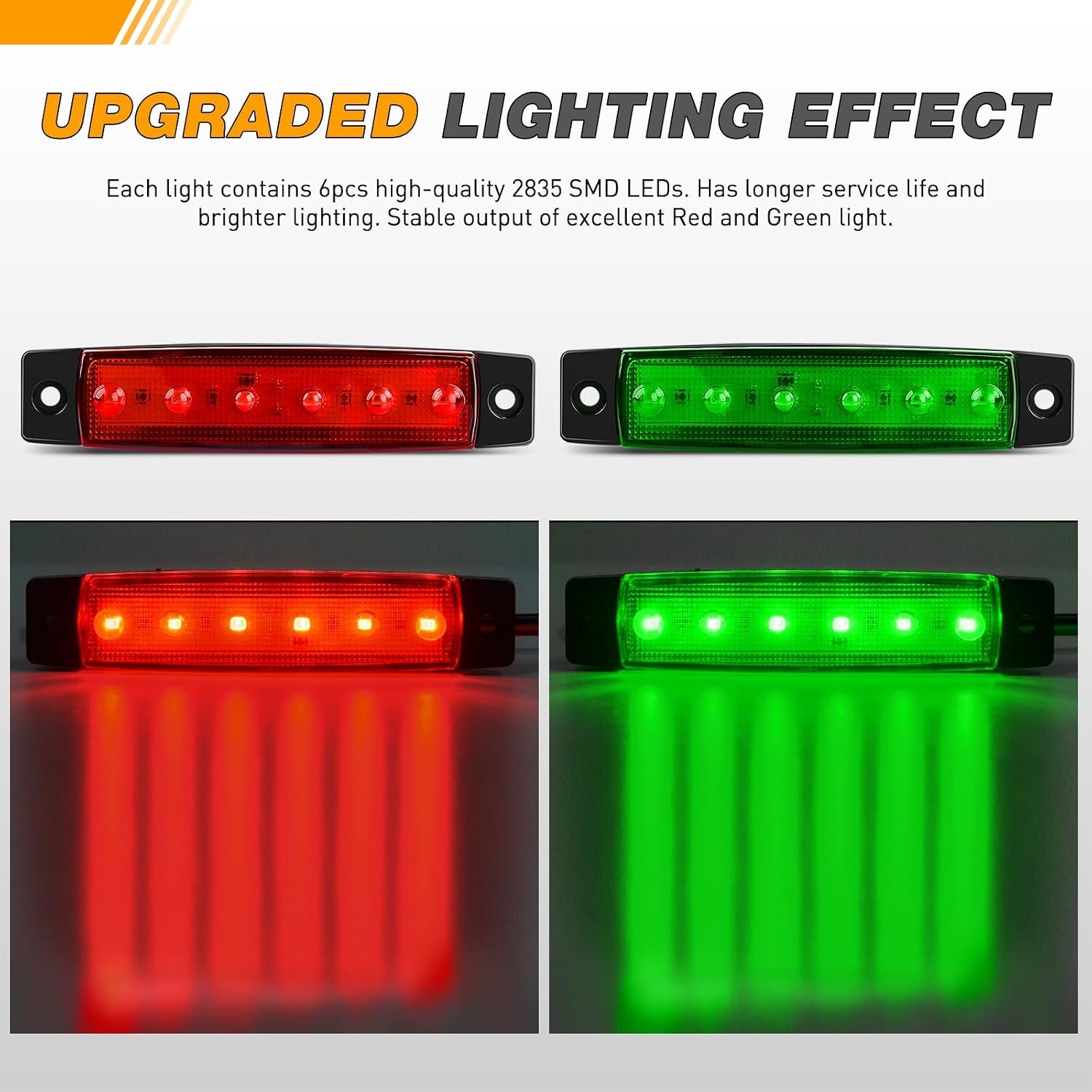 image:imageGOOACC 38Inch Side Marker Light 10PCS 6LED Red Greenred green