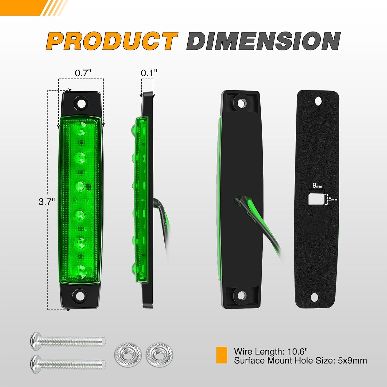 image:imageGOOACC 38Inch Side Marker Light 10PCS 6LED Red Greenred green