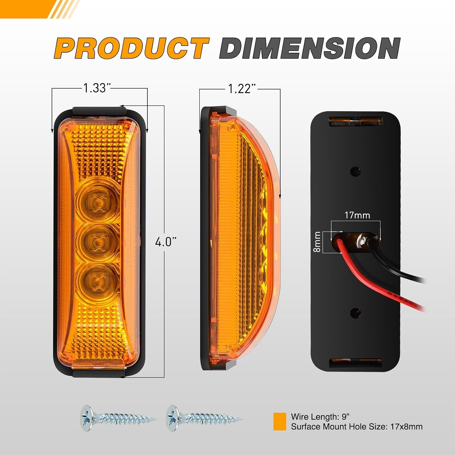 image:imageGOOACC 39Inch Marker Light 10PCS Red Amber 3LEDRedAmber 4Pcs