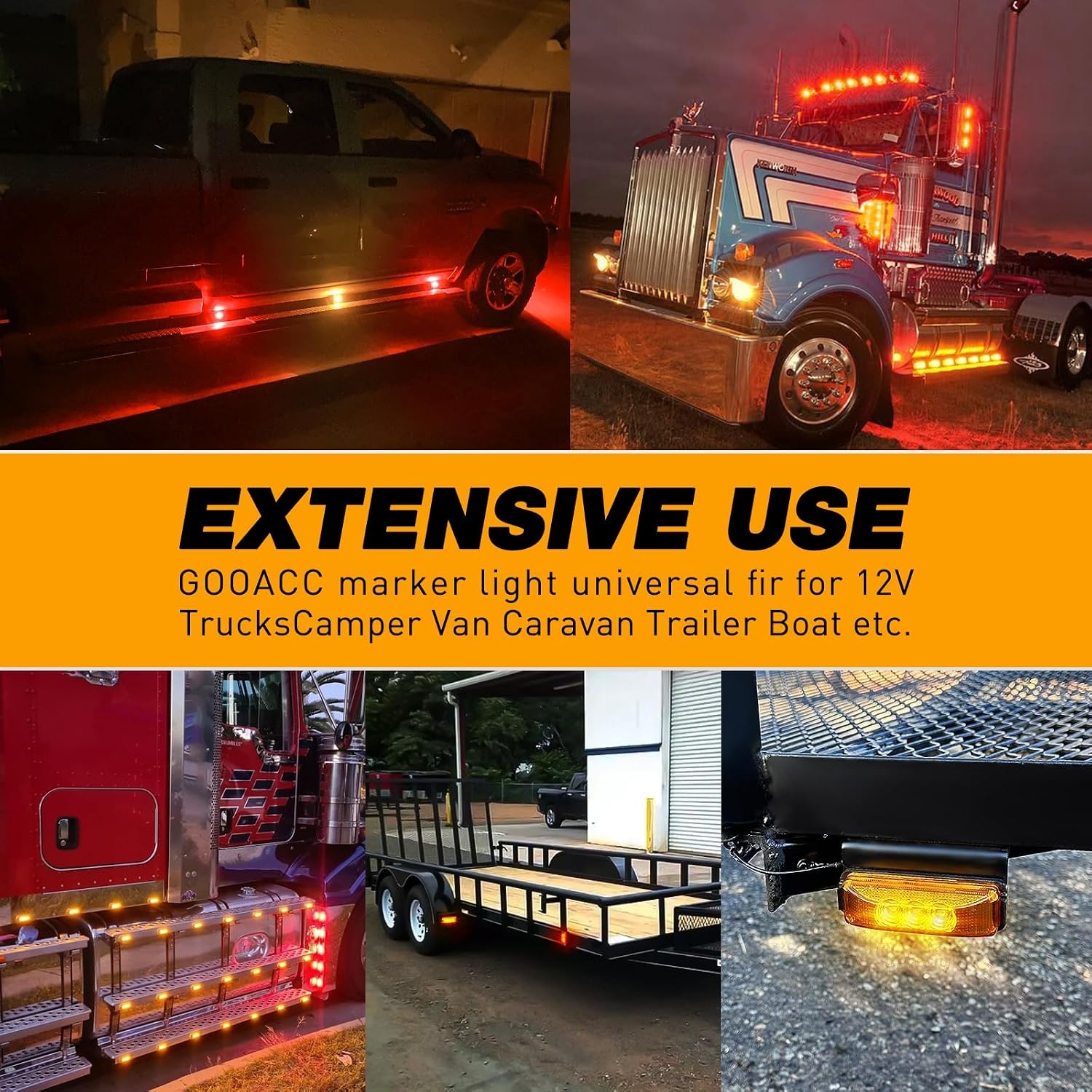 image:imageGOOACC 39Inch Marker Light 10PCS Red Amber 3LEDRedAmber 4Pcs
