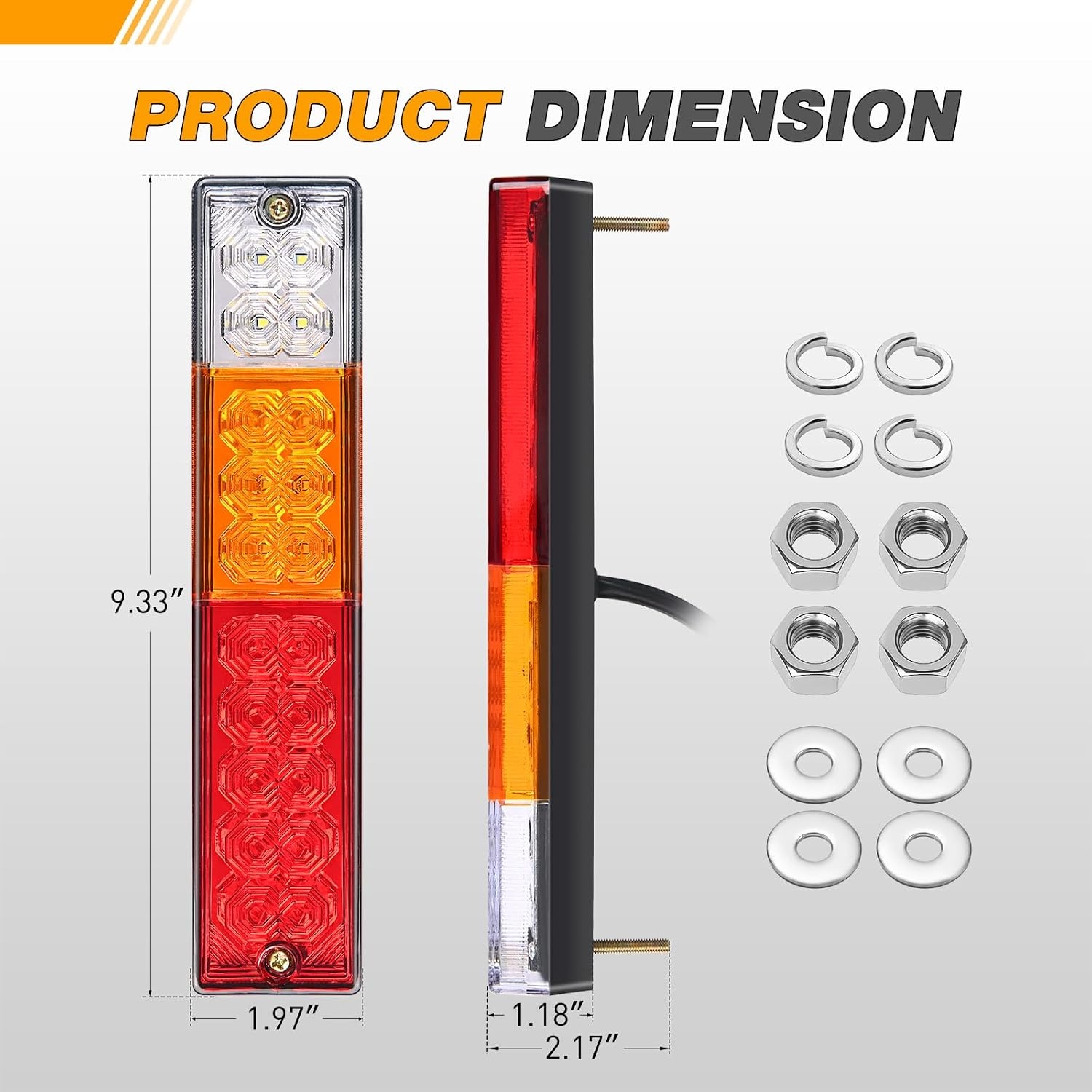 image:imageGOOACC 40 LED Trailer Light Kit 2PCS Red White Amber20Led Trailer Tail Light