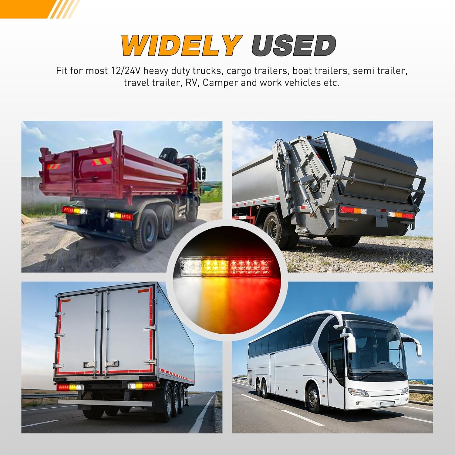 image:imageGOOACC 40 LED Trailer Light Kit 2PCS Red White Amber20Led Trailer Tail Light