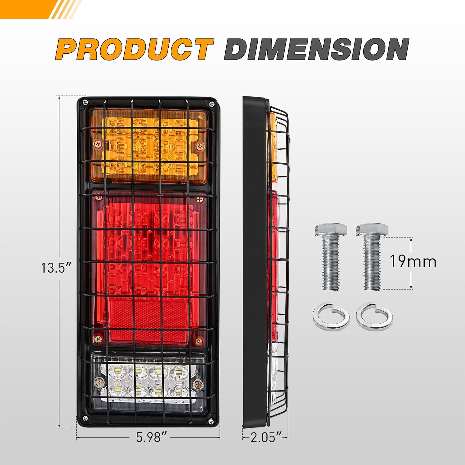 image:imageGOOACC 40 LED Trailer Light Kit 2PCS Red White Amber40Led Trailer Tail Light