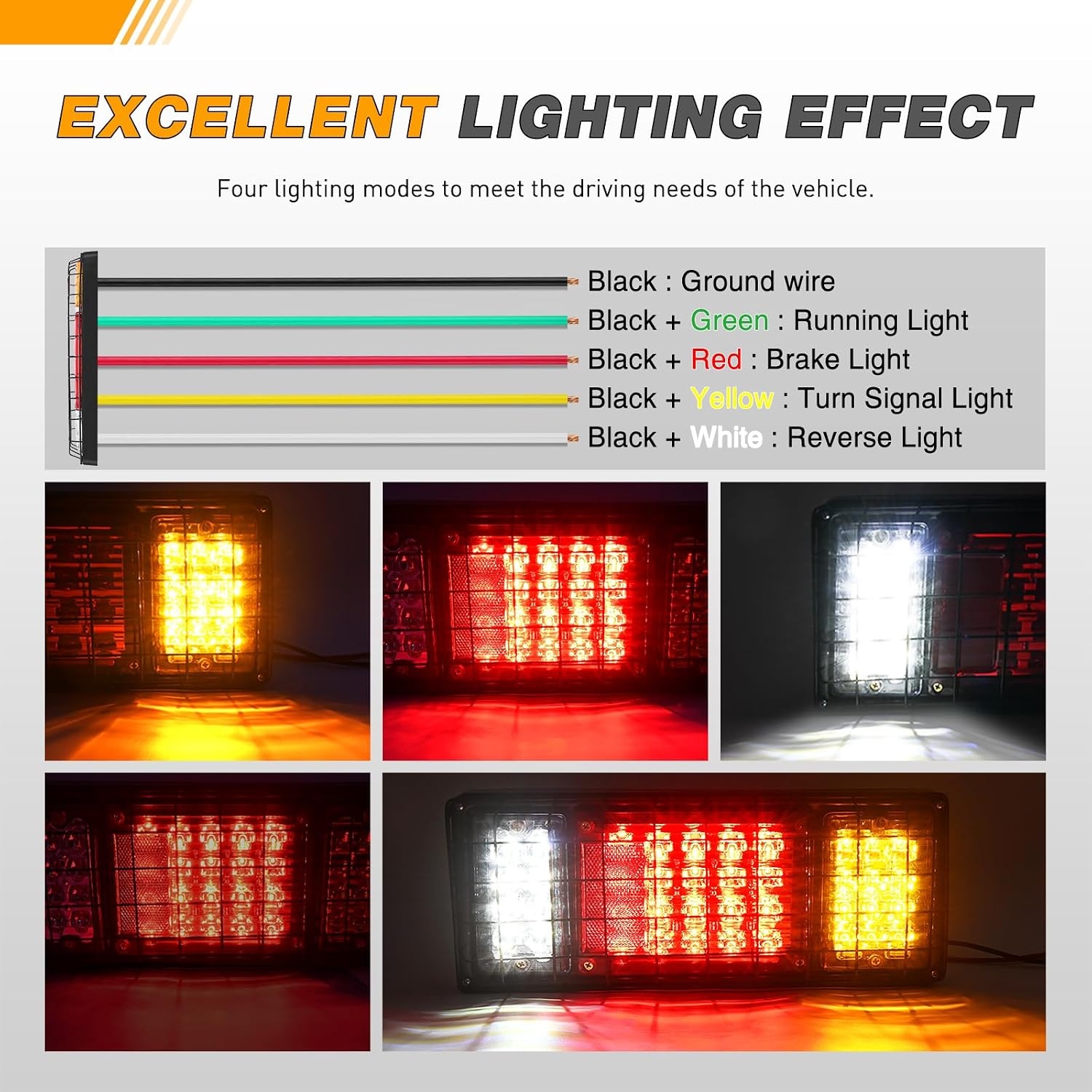 image:imageGOOACC 40 LED Trailer Light Kit 2PCS Red White Amber40Led Trailer Tail Light