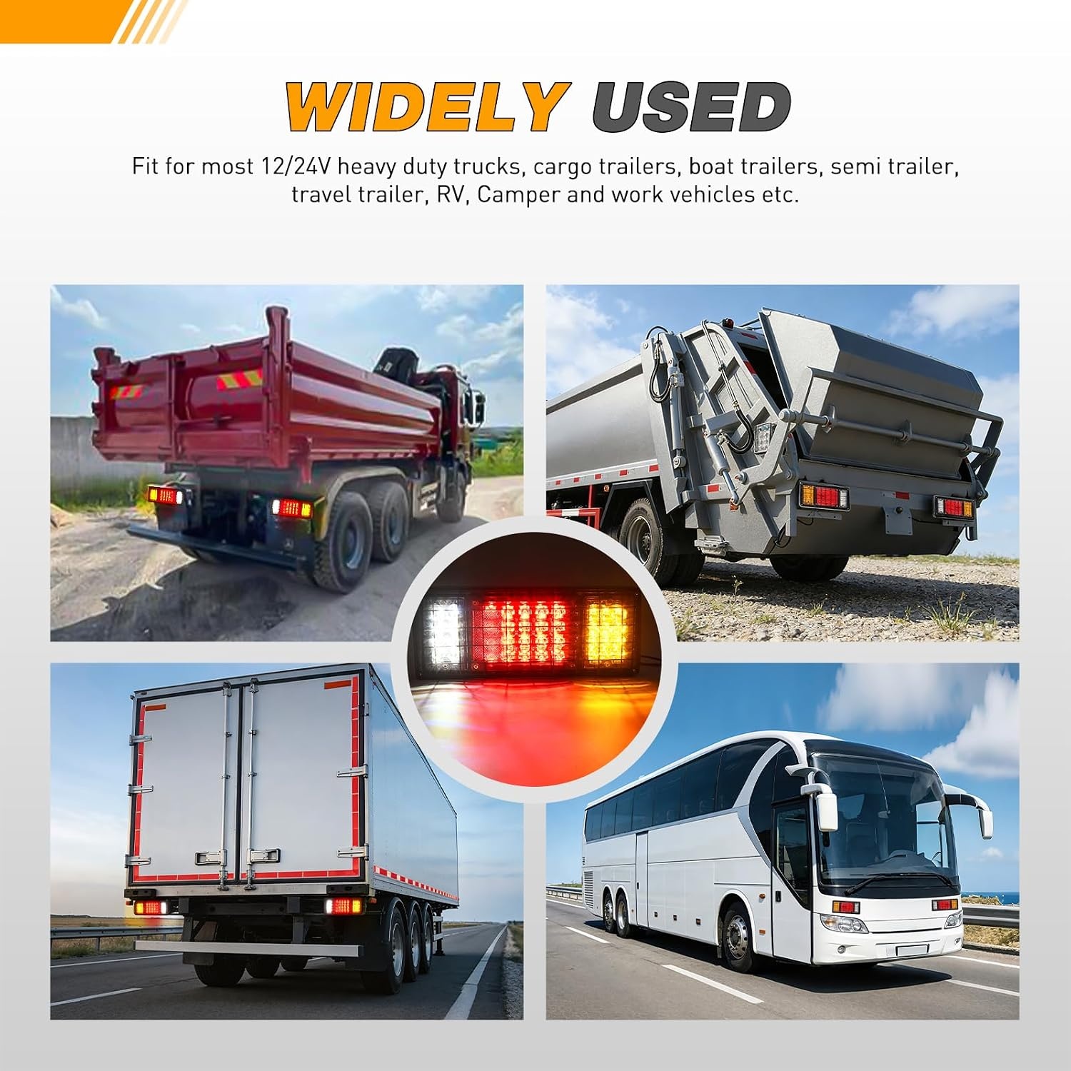 image:imageGOOACC 40 LED Trailer Light Kit 2PCS Red White Amber40Led Trailer Tail Light