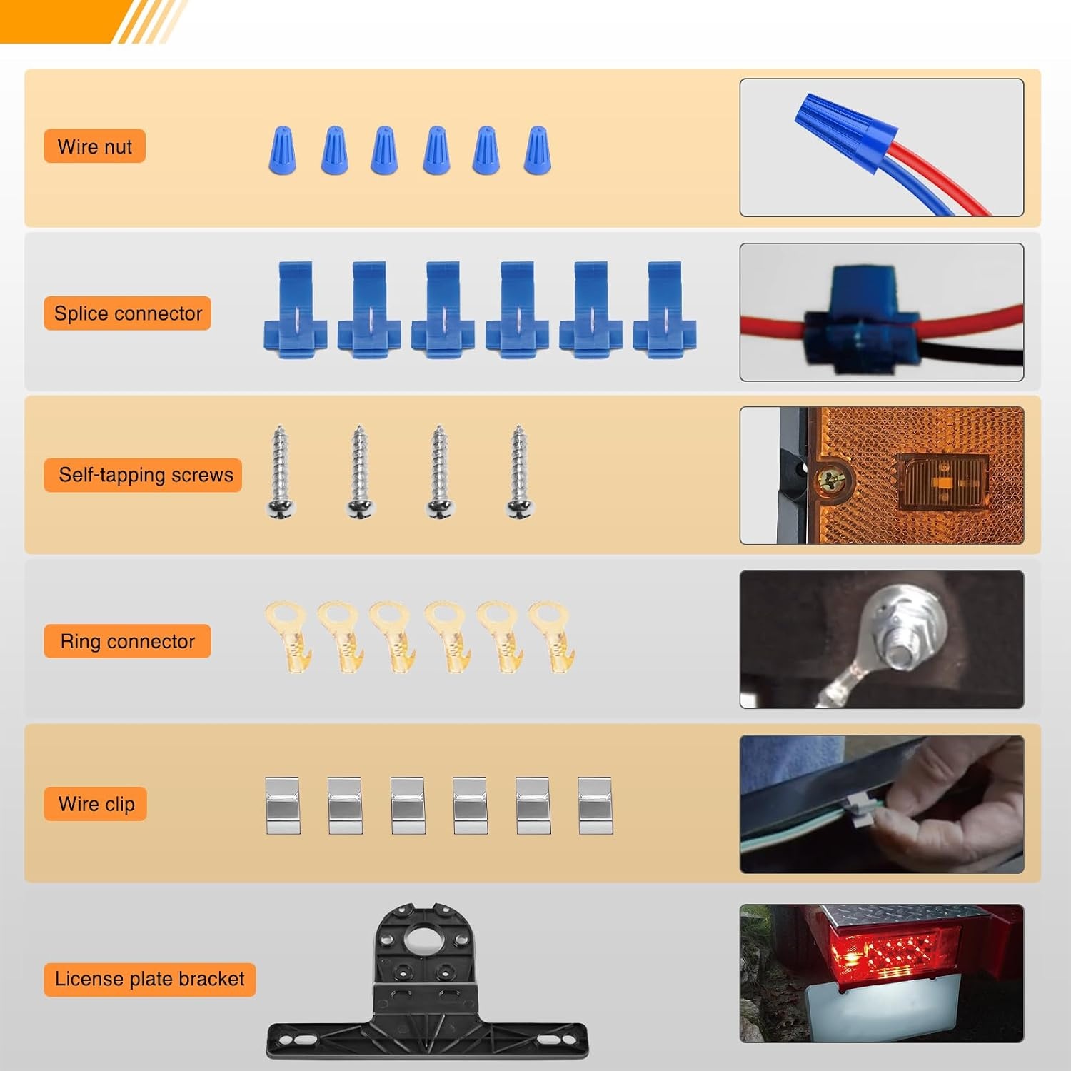 image:imageGOOACC 40 LED Trailer Light Kit 2PCS Red White AmberSquare Led Trailer Light