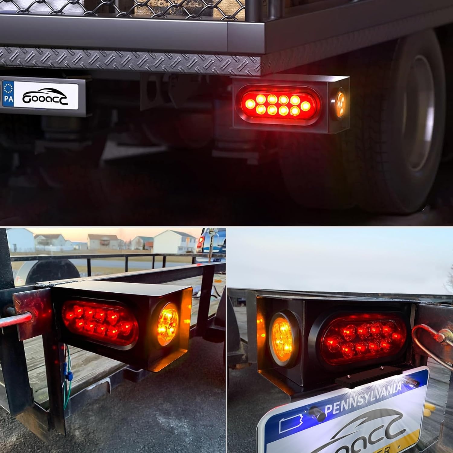 image:imageGOOACC 40 LED Trailer Light Kit 2PCS Red White AmberTrailer Light Boxes Kit Amber Marker Lights