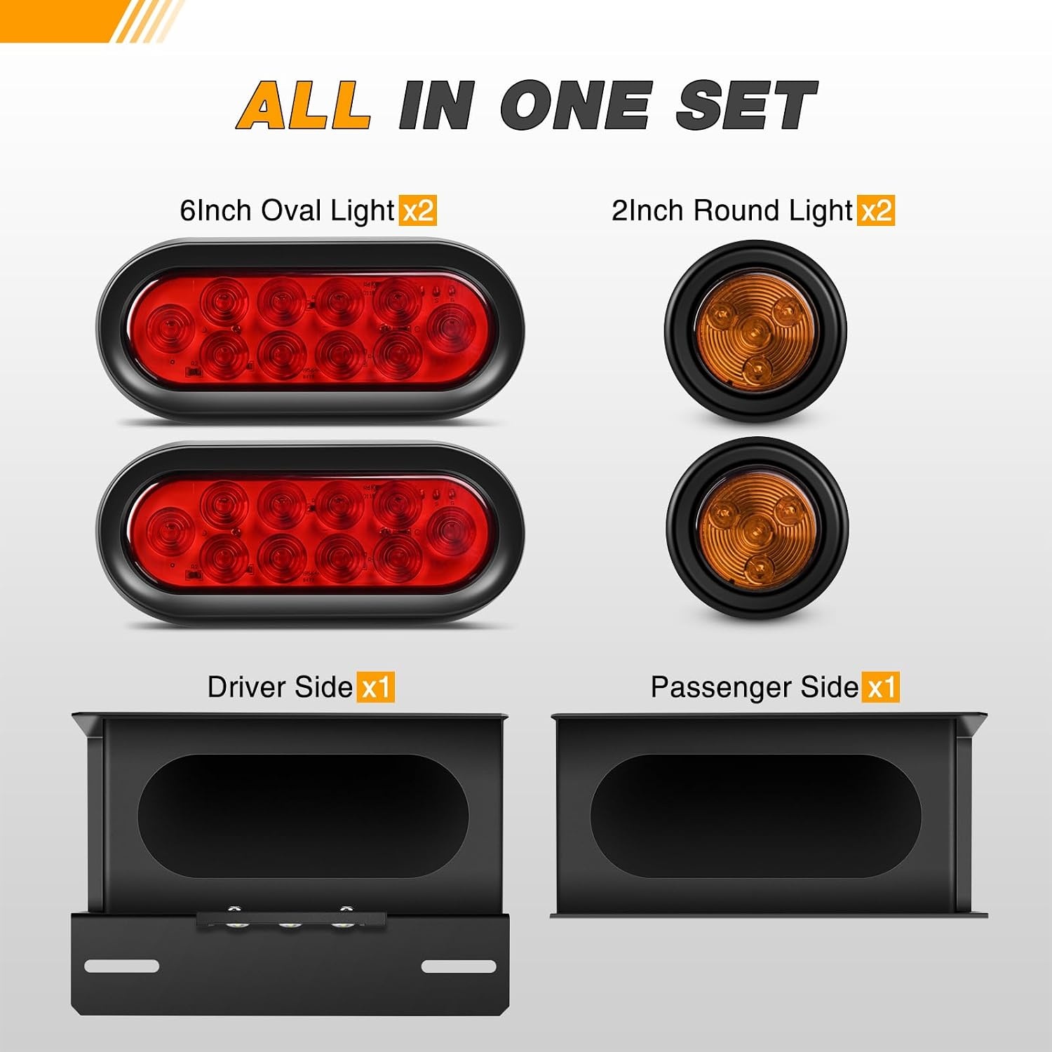 image:imageGOOACC 40 LED Trailer Light Kit 2PCS Red White AmberTrailer Light Boxes Kit Amber Marker Lights