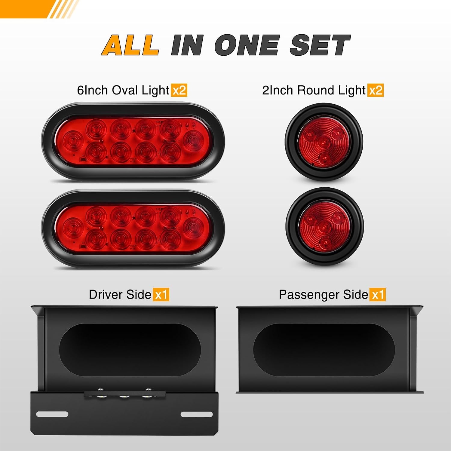 image:imageGOOACC 40 LED Trailer Light Kit 2PCS Red White AmberTrailer Light Boxes Kit Red Marker Lights