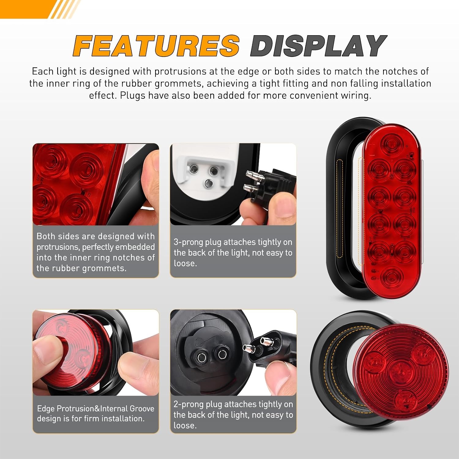 image:imageGOOACC 40 LED Trailer Light Kit 2PCS Red White AmberTrailer Light Boxes Kit Red Marker Lights