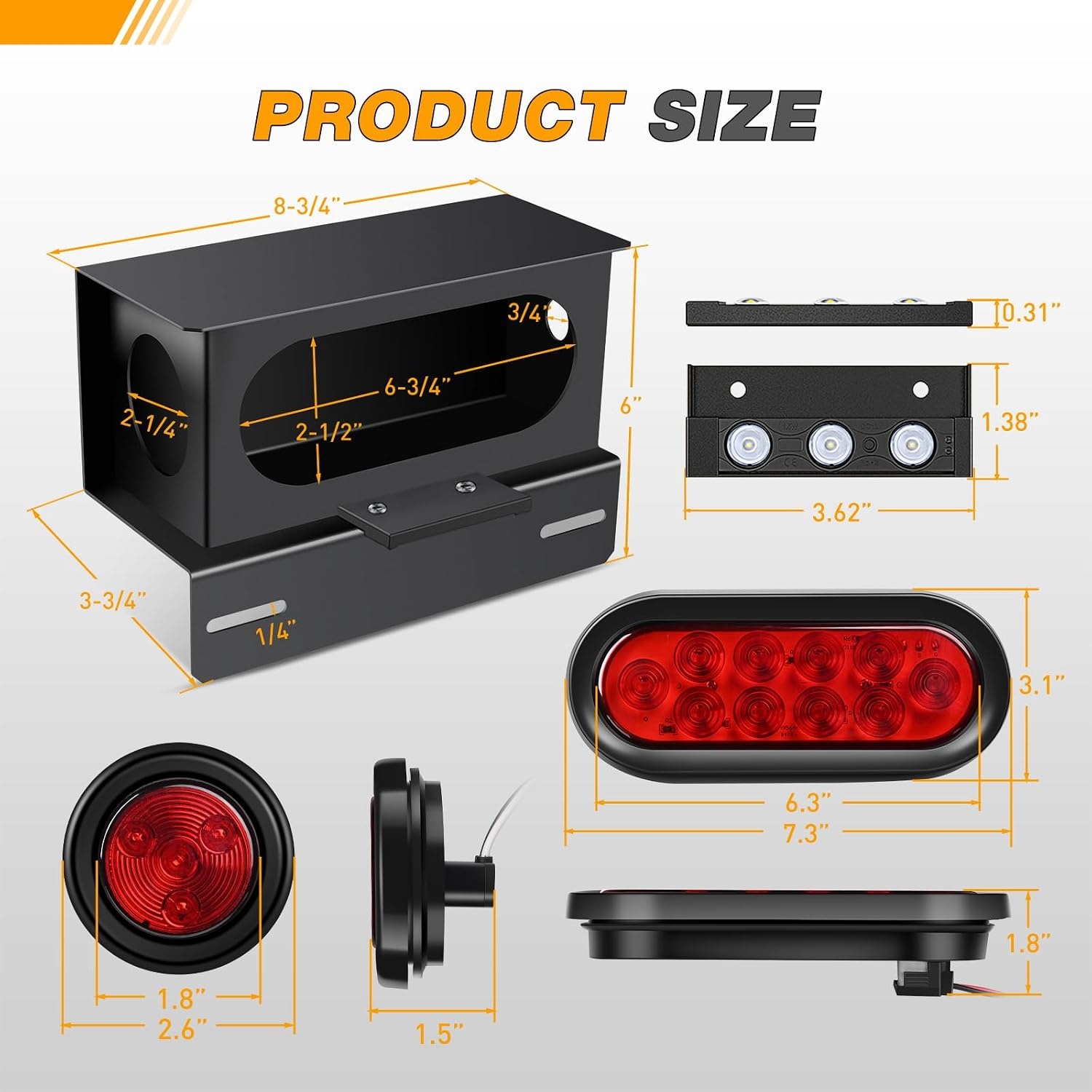 image:imageGOOACC 40 LED Trailer Light Kit 2PCS Red White AmberTrailer Light Boxes Kit Red Marker Lights