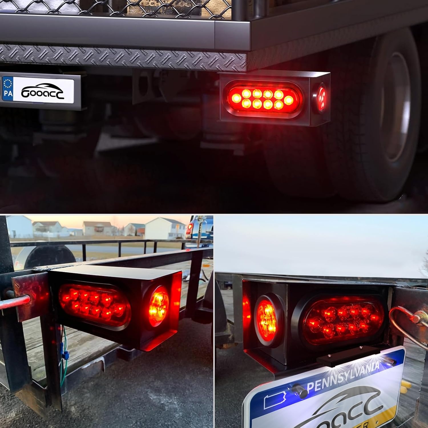 image:imageGOOACC 40 LED Trailer Light Kit 2PCS Red White AmberTrailer Light Boxes Kit Red Marker Lights