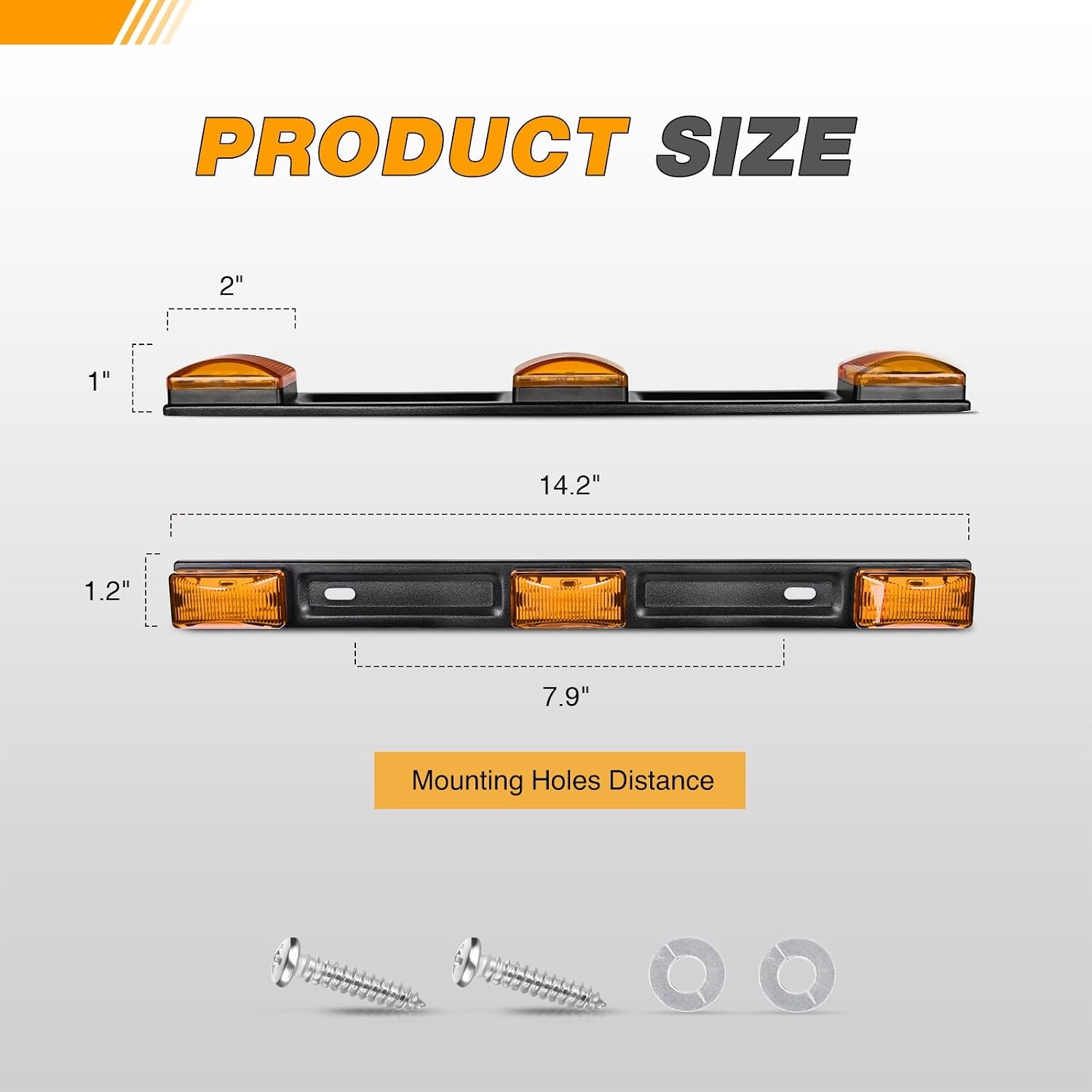 image:imageGOOACC 9LED Marker ID Bar 1PC 142Inch AmberAmber 9LED Marker ID Bar