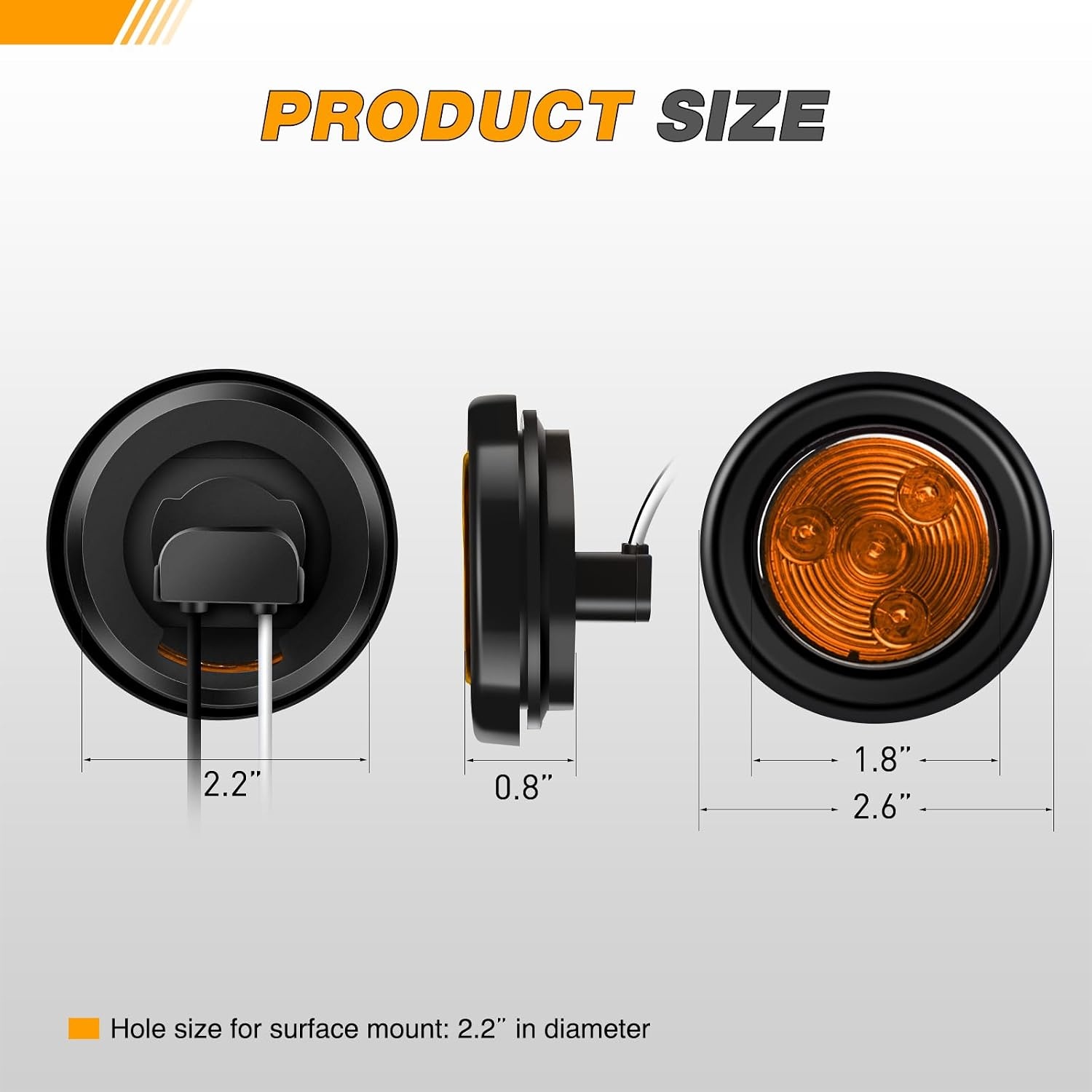 image:imageGOOACC LED Fender Pedestal Light 2PCS 14 Diodes Red AmberAmber 5PCS