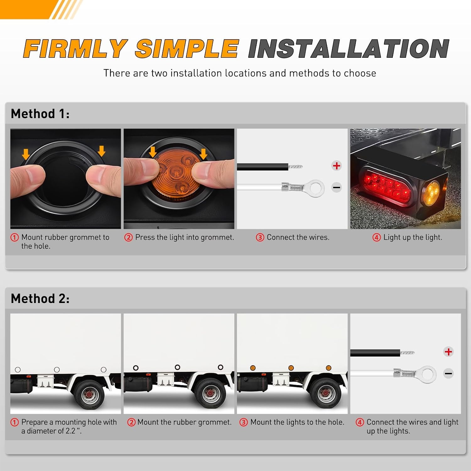 image:imageGOOACC LED Fender Pedestal Light 2PCS 14 Diodes Red AmberRedAmber 10PCS