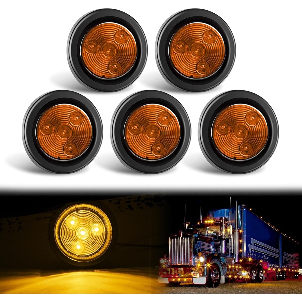 image:imageGOOACC 2Inch Round Side Marker Light 5PCS Amber 4LEDAmber 5PCS