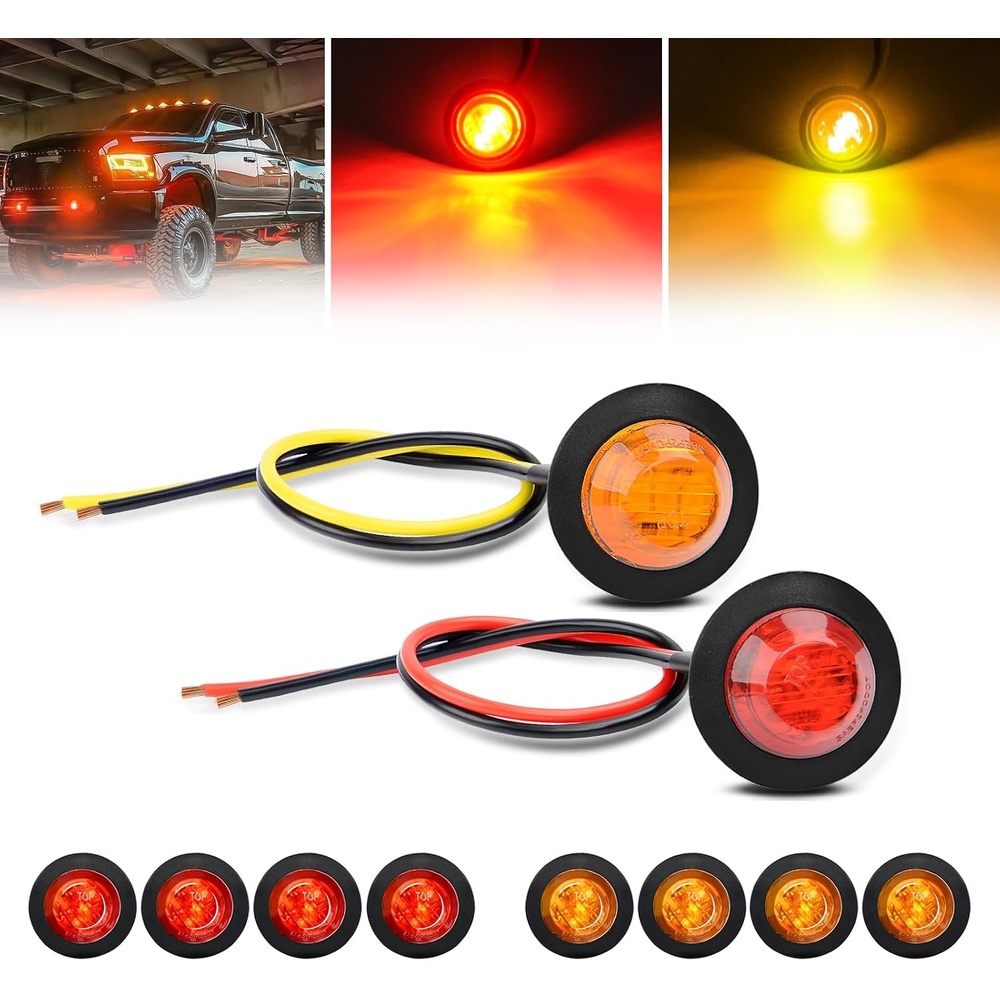 image:imageGOOACC 34 Inch Bullet Side Marker Light 10PCS AmberRedAmber