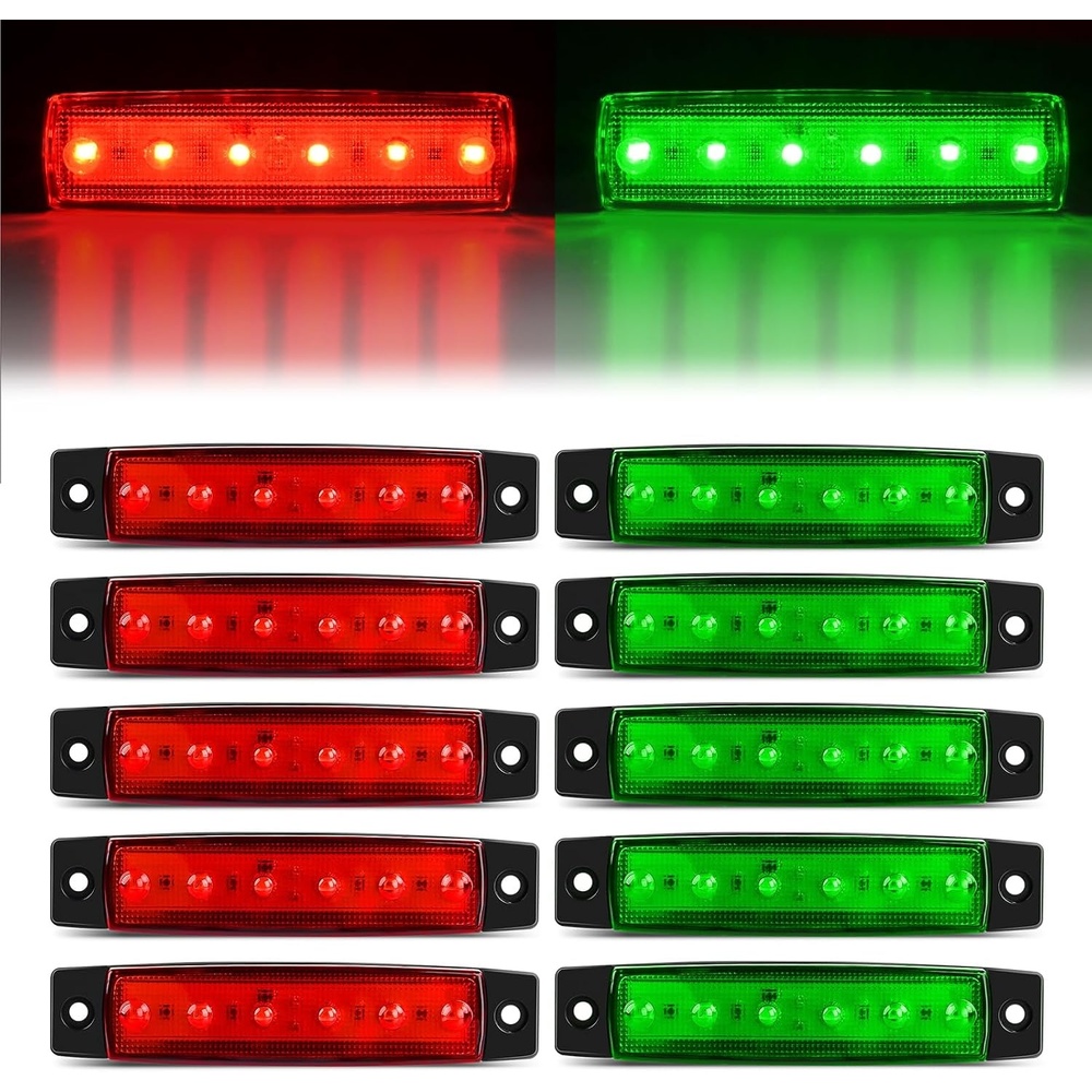 image:imageGOOACC 38Inch Side Marker Light 10PCS 6LED Amberred green
