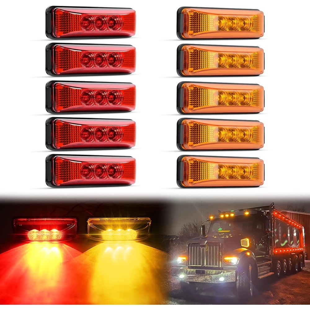 image:imageGOOACC 39Inch Marker Light 10PCS Red Amber 3LEDRedAmber 10Pcs