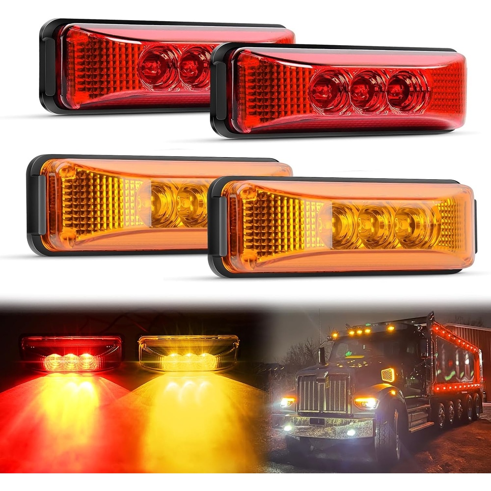 image:imageGOOACC 39Inch Marker Light 10PCS Red Amber 3LEDRedAmber 4Pcs