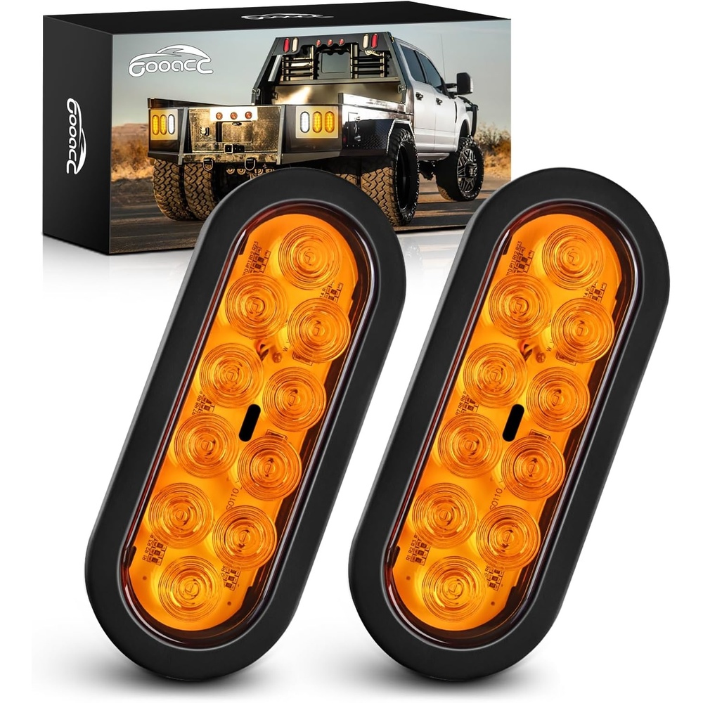 image:imageGOOACC 6Inch Oval Trailer Tail Light 2PCS 10LED Amber Turn Signals LightsAmber 2Pcs