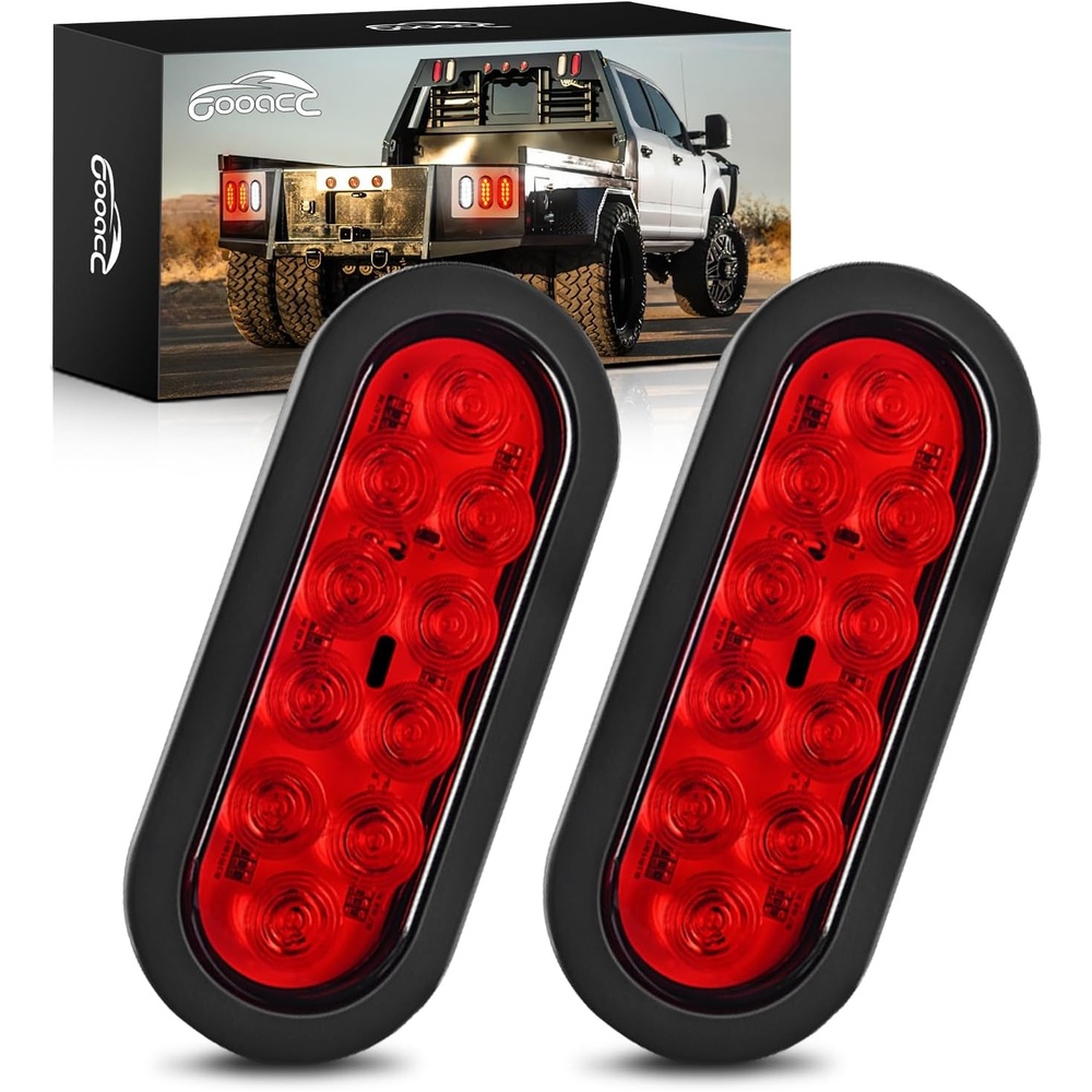 image:imageGOOACC 6Inch Oval Trailer Tail Light 2PCS 10LED Amber Turn Signals LightsRed 2Pcs