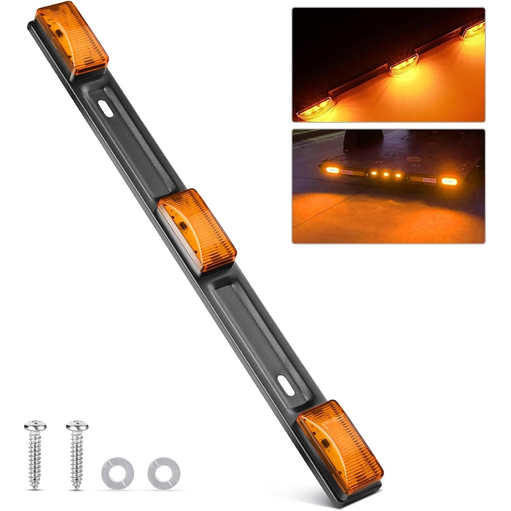 image:imageGOOACC 9LED Marker ID Bar 1PC 142Inch AmberAmber 9LED Marker ID Bar