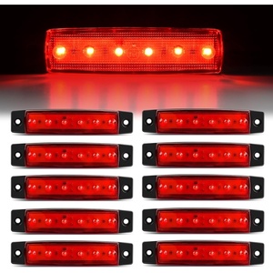 GOOACC 3.8Inch Side Marker Light 10PCS 6LED Amber(red)
