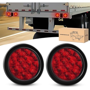 GOOACC 4 Inch Round Trailer Tail Light 2 PCS 12 LED Amber(Red 12Led 2Pcs)