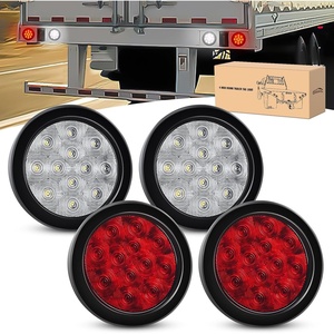 GOOACC 4 Inch Round Trailer Tail Light 2 PCS 12 LED Amber(Red White 12Led 4Pcs)
