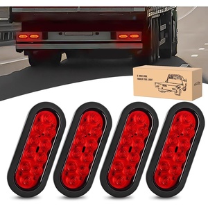 GOOACC 6Inch Oval Tail Light 2PCS Red 10LED Stop Brake Turn Lights(Red 4Pcs)