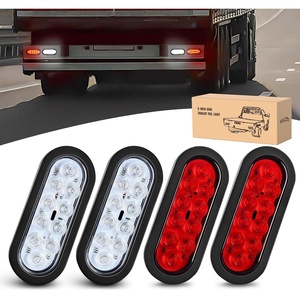 GOOACC 6Inch Oval Tail Light 2PCS Red 10LED Stop Brake Turn Lights(Red/White 4Pcs)