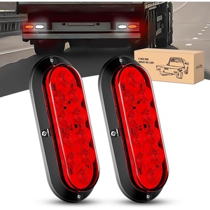 GOOACC 6Inch Oval Trailer Tail Light 2PCS 10LED Amber Turn Signals Lights(Red 2Pcs Screws)