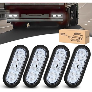 GOOACC 6Inch Oval Trailer Tail Light 2PCS 10LED Amber Turn Signals Lights(White 4Pcs)